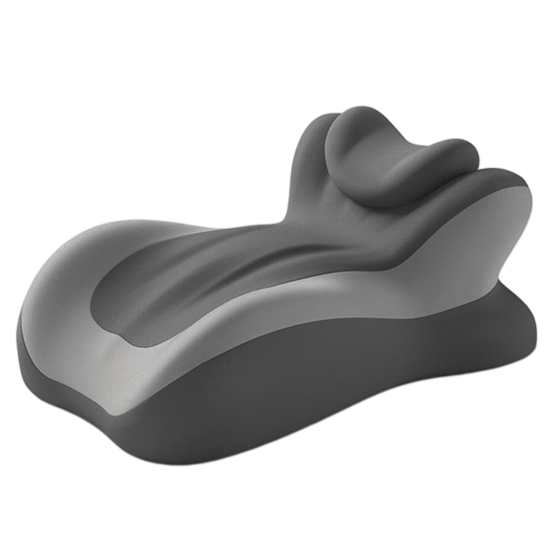 Aiwei Night Owl Prone Sleeping Pillow with Small Pillow - Beige Gray Neck Support Cushion for Lying Down and Using Phone