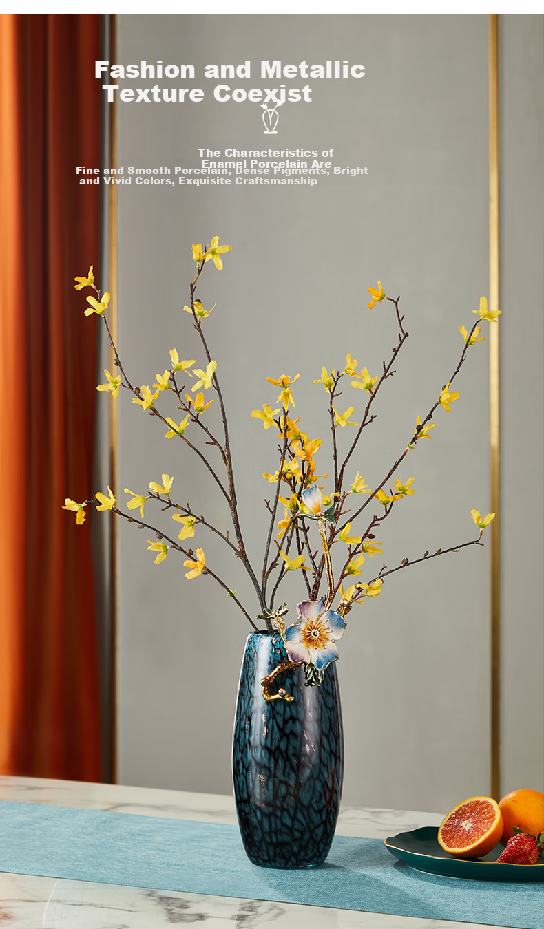 Norsman Enamel Floral Vase Ornament Luxury Living Room Flower Arrangement Container Housewarming Gift Moving Day 520 Valentine's Day 3