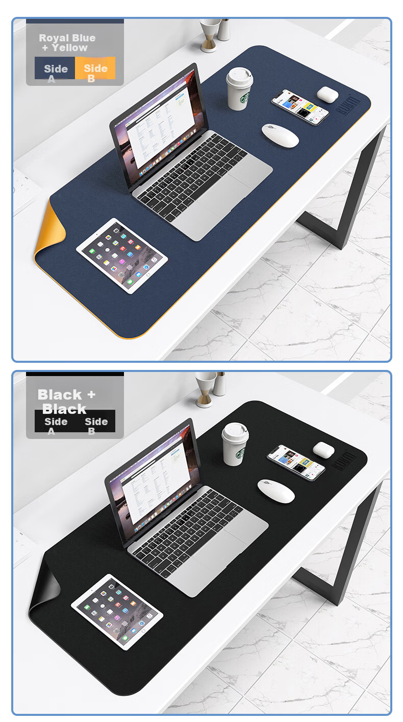 Biyoumei Large Mouse Pad Office Desk Mat Laptop Mat Keyboard Mat Writing Desk Desktop Mat Customizable Medium Gray+Metallic Silver 80x40cm 10