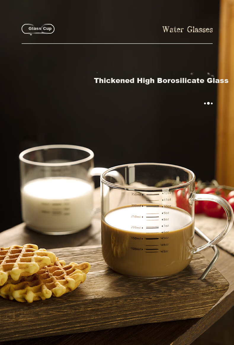 Newair High Borosilicate Glass Cup Heat-Resistant Milk Coffee Measuring Cup with Lid for Home and Office 5