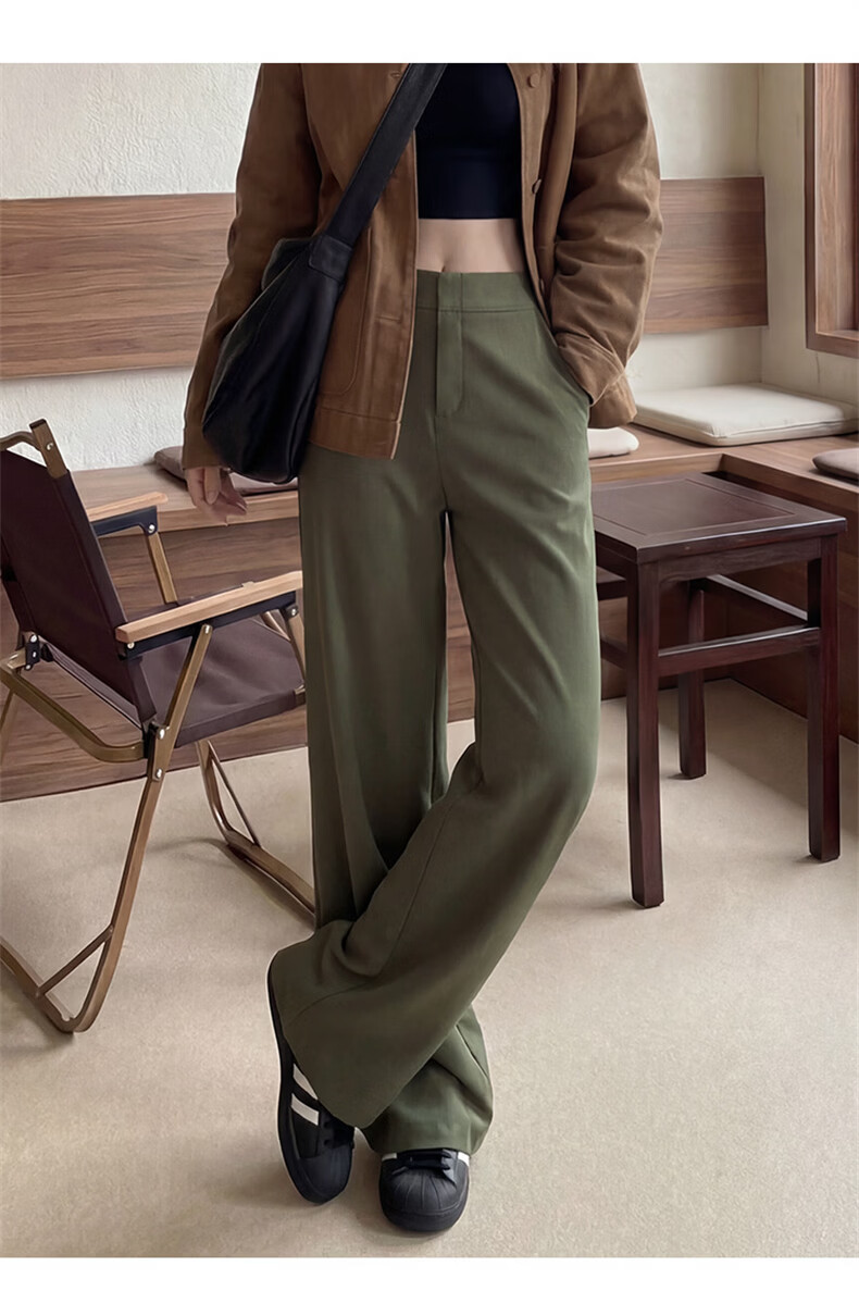 Langsha Women's Suit Pants 2026 Spring Autumn New High-End Commuter Casual High-Waist Straight Slimming Vintage Wide-Leg Pants 20