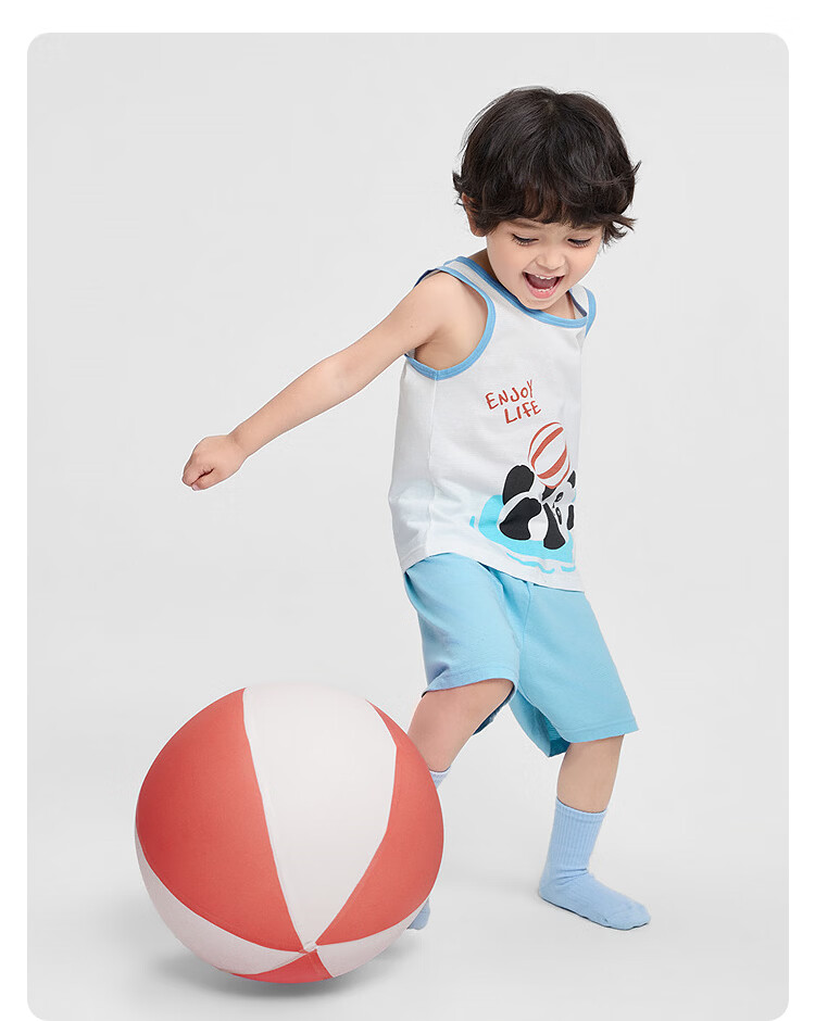 Balabala Baby Vest Set Summer Air-Conditioned Clothing Children's Pajamas Toddler Boys Homewear Comfortable Sleeveless 12