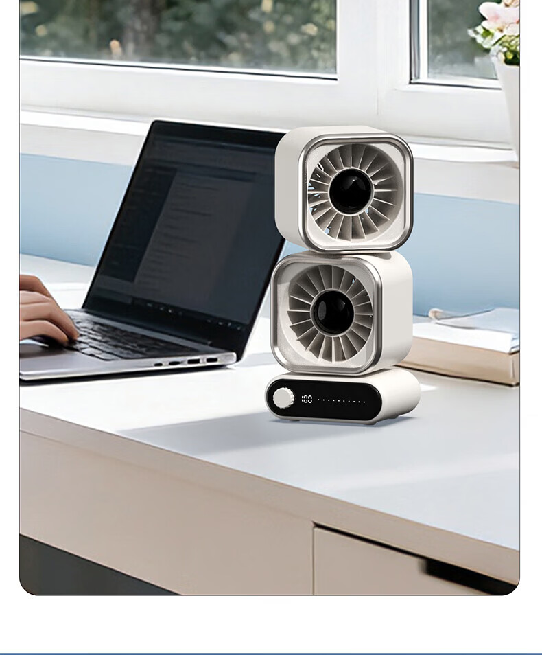 Stek [100-Speed Dual-Core] Desktop Fan Cooling 360° Oscillation Silent USB Rechargeable Portable for Dormitory Office Bedside Outdoor Camping 6