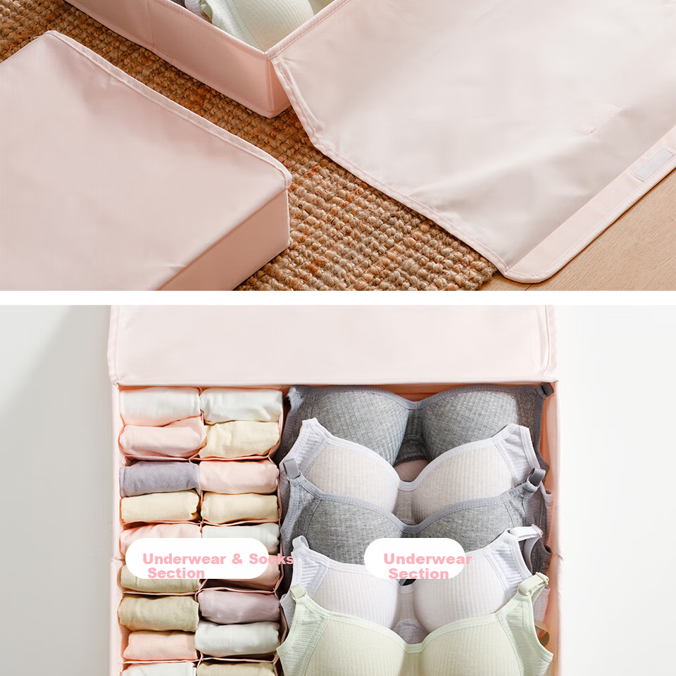 Jicang Fabric Folding Storage Box, Wardrobe Drawer Organizer, Clothes And Quilt Storage Container with Handle 6