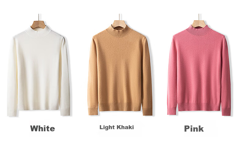 Hengyuanxiang 100% Pure Wool Women's Thick Half Turtleneck Loose Fit Base Layer Winter Fashion Knit Sweater Top 8