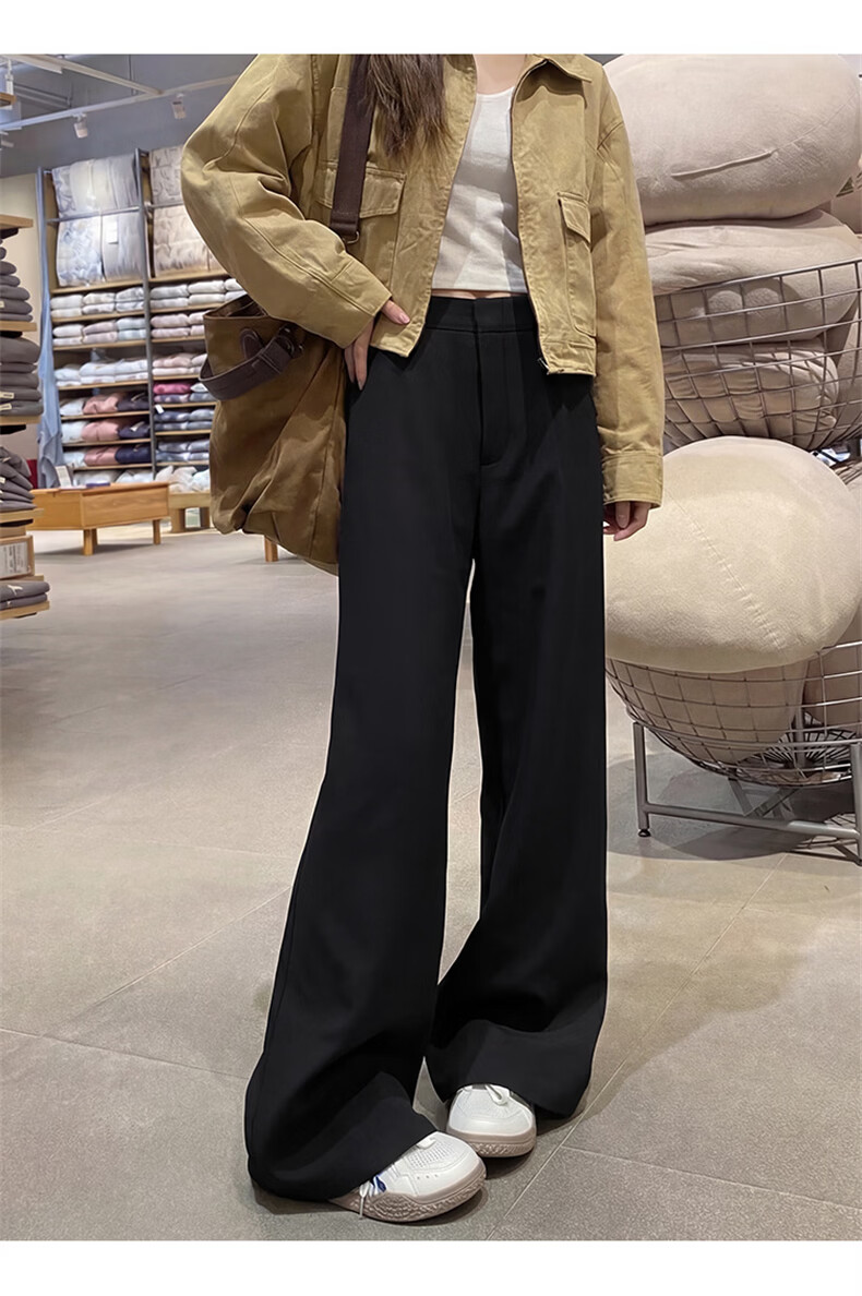 Langsha Women's Suit Pants 2026 Spring Autumn New High-End Commuter Casual High-Waist Straight Slimming Vintage Wide-Leg Pants 15