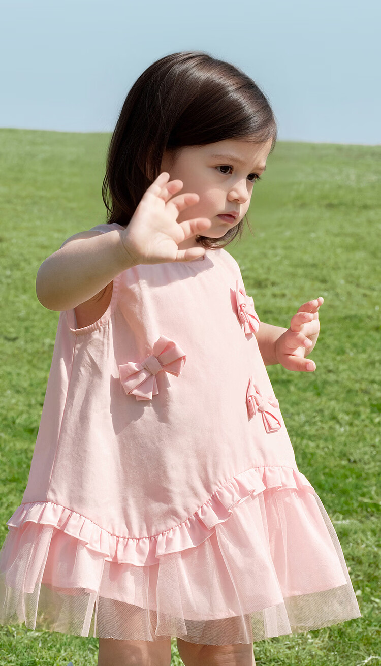 Balabala Baby Dress Infant Dress Children's Princess Dress 2026 New Summer Breathable Sweet Mesh Splicing 5