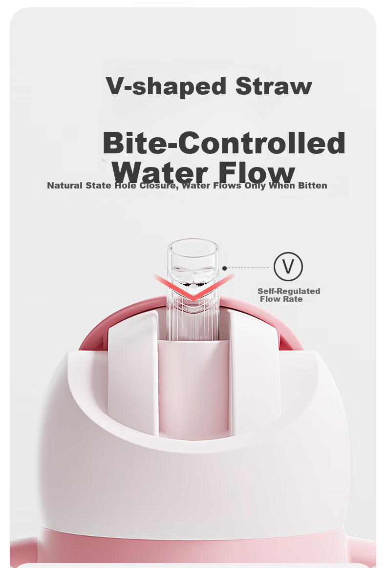 Oubeni PPSU Children's Training Drinking Cup Kindergarten Primary School Direct Drinking Water Cup with Handle Straw Anti-Choking Anti-Drop Slide Cover Water Bottle 7