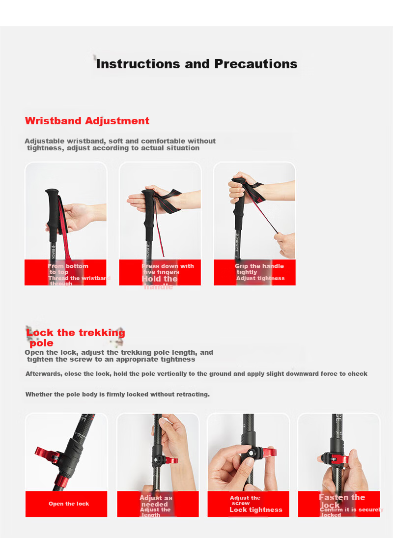 Black Ice Outdoor Hiking Trekking Poles Foldable Carbon Fiber Lightweight Portable Walking Sticks 6