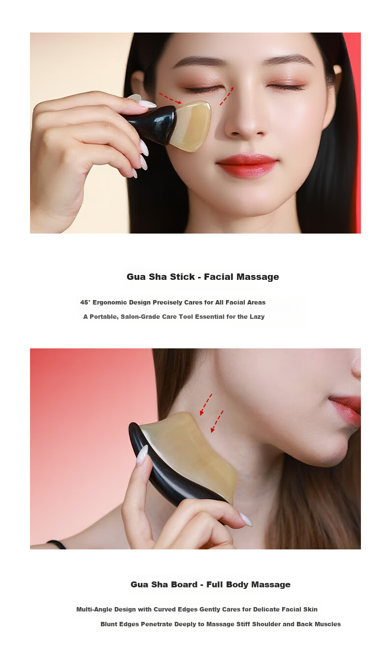 Chaojun Genuine Natural Sandalwood Horn Gua Sha Scraping Board Muscle Massage Stick Facial Full Body Massager Practical Birthday Gift for Mom and Wife 10