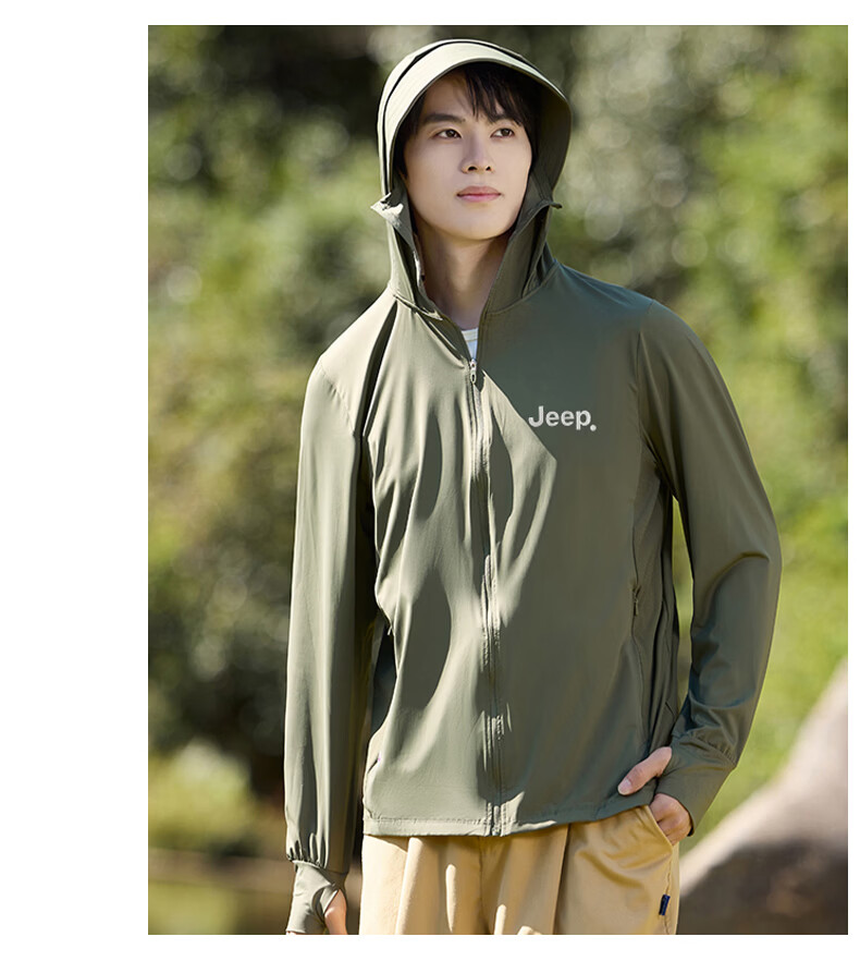 JEEP Men's Summer Ice Silk Quick-Dry Sun Protection Jacket Outdoor Lightweight UV Protection Fishing Coat Glacier Gray M 15