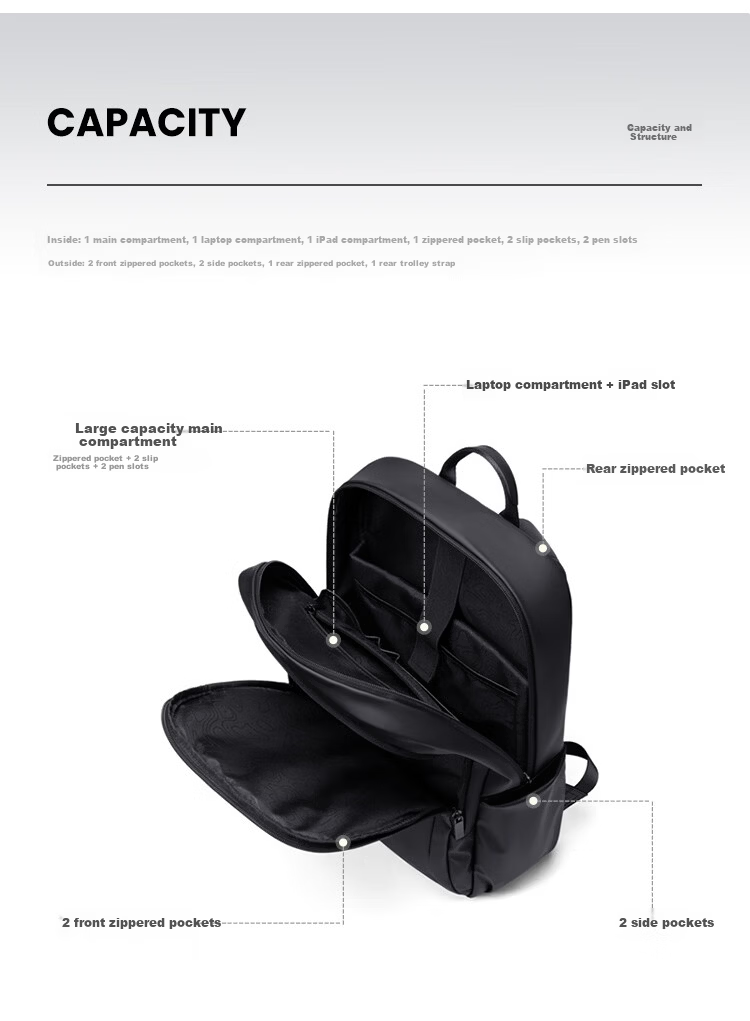 GOLF Men's Travel Backpack Large Capacity 15.6/16 Inch Laptop Student School Bag Commuter Business Backpack 7