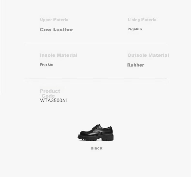 Red Dragonfly Big Head Leather Shoes New Round Toe Black Work Shoes Commuter Thick Sole Height Increasing Leather Shoes WTA35004 Black 39 13
