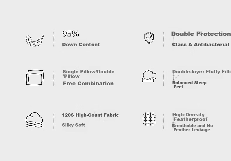 Mercury Home Textiles Pillow 95% White Goose Down Pillow Five-Star Hotel Down Pillow 120-Thread Count Class A Neck Support Cervical Pillow Single 3