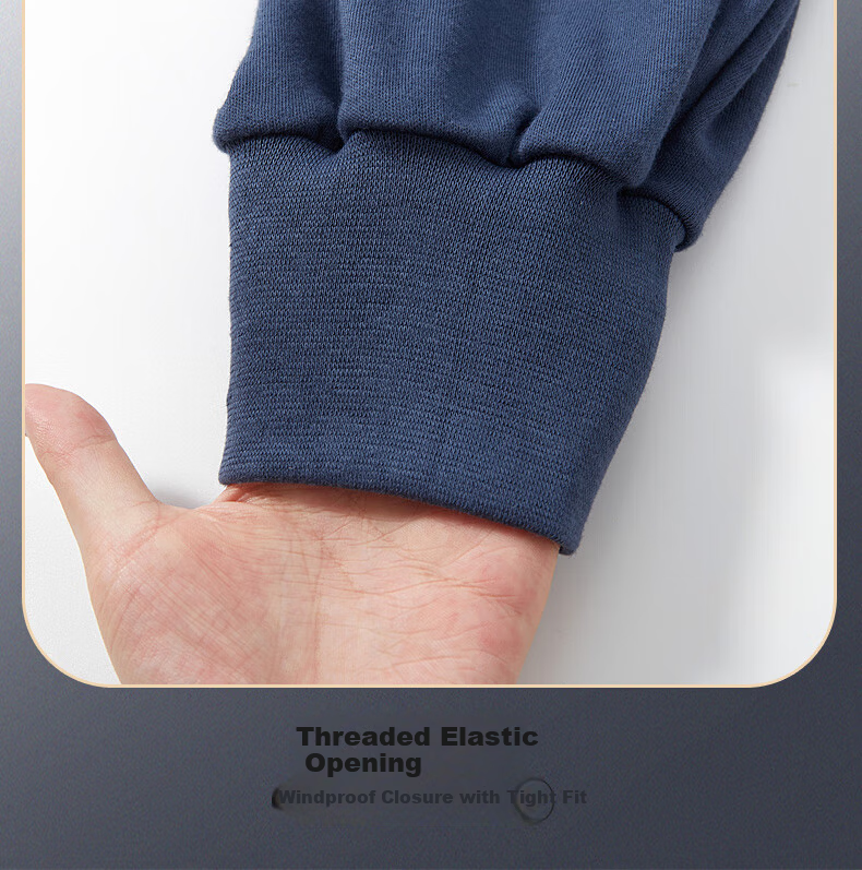 Bejirog Middle-aged and Elderly Men's Autumn Cotton Thermal Underwear Set Base Layer Warm Thin Cotton Sweater Dark Blue Set 2XL 15