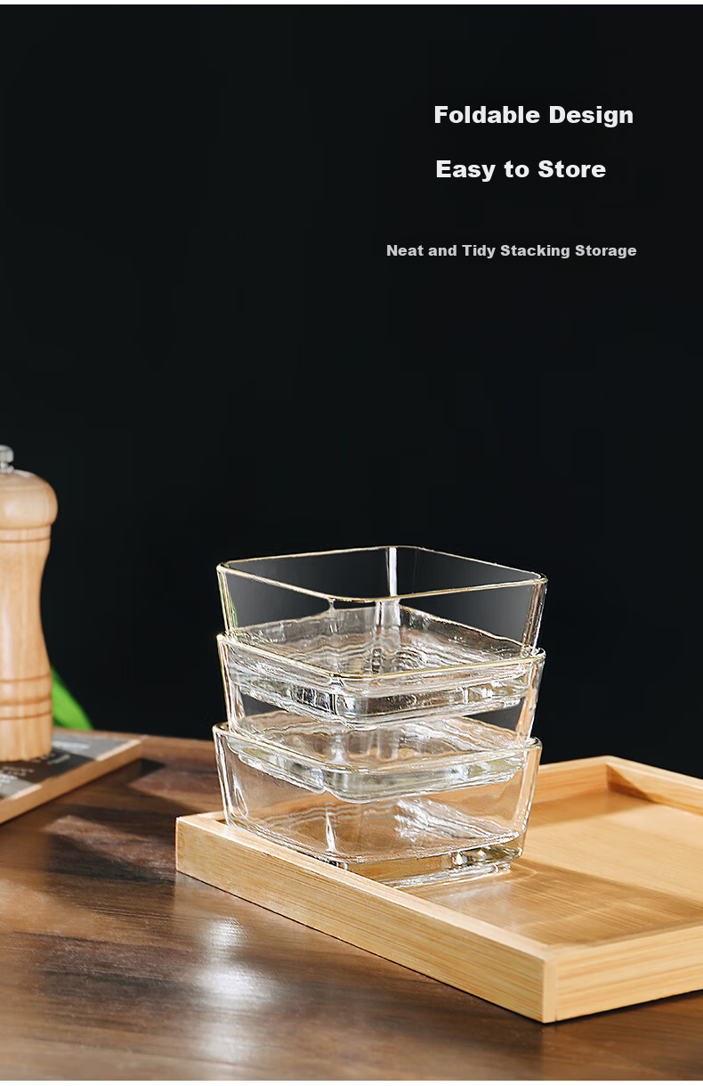 CRISTALGLASS Sectioned Dipping Sauce Dish Snack Platter Home Use Dish Hot Pot Sauce Dish Seasoning Dish Oil and Vinegar Dish with Tray Gold Rim Glass Bowls 6pcs + Six-Compartment Bamboo Tray 8
