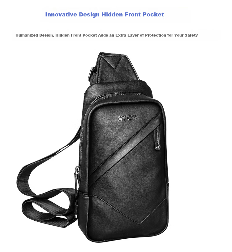 COW Chest Bag Men's Single Shoulder Bag Fashion Men's Crossbody Casual Trendy Durable C-8610 Black 11