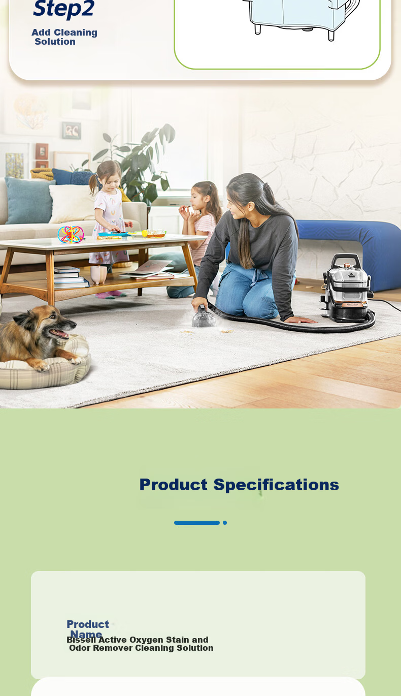 BISSELL Oxygen Stain Remover and Cleaner Fabric Cleaning Machine Multi-Functional Cleaner Sofa Carpet Curtain Mattress Cleaner 99.9% Sterilization Disinfection Deodorizer 1L 15