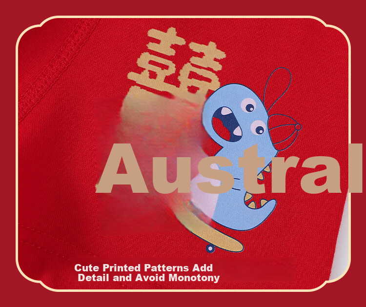 YUZHAOLIN Children's Red Underwear, Boys' Zodiac Year 10A Antibacterial Cotton Underwear, Youth 4-Pack Shorts 14
