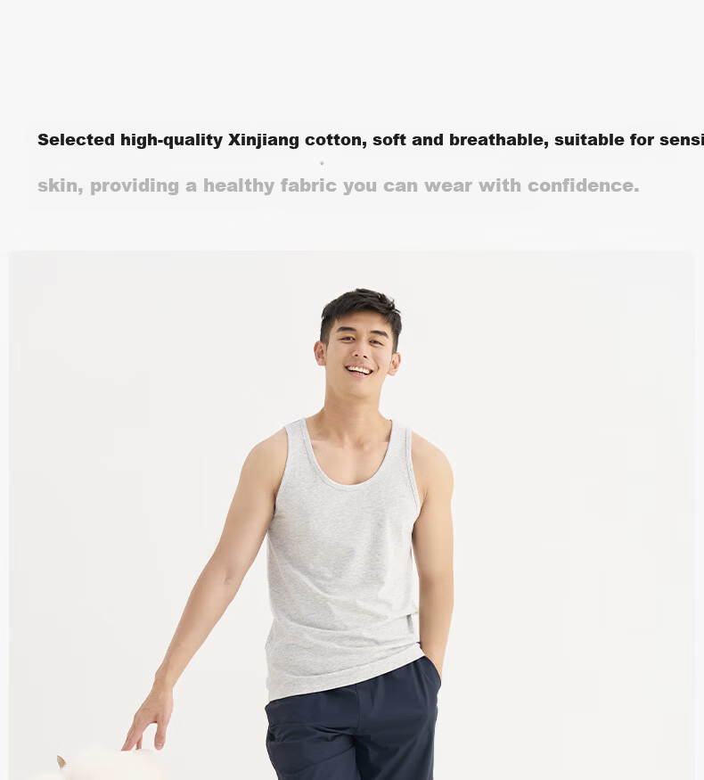Songshan Cotton Shop Men's Vest Simple Solid Color Home Wear Sports Undershirt Base Sleepwear Cool Breathable Black 170 7