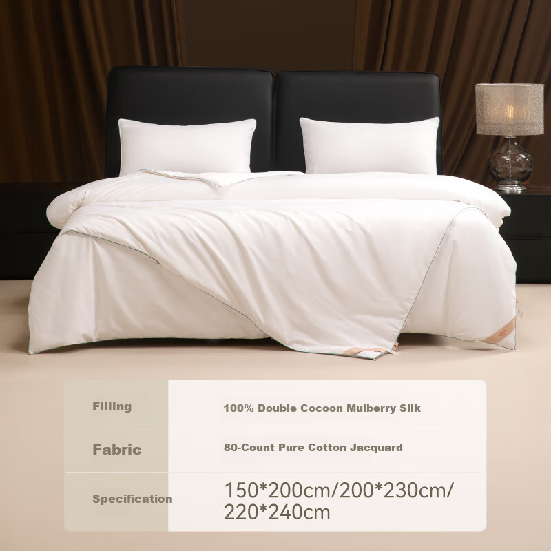Silk Empress [Lanyu] 100% Premium Mulberry Silk Quilt Core Four Seasons Double-Layer Silk 2+4 Jin 220*240cm [White]
