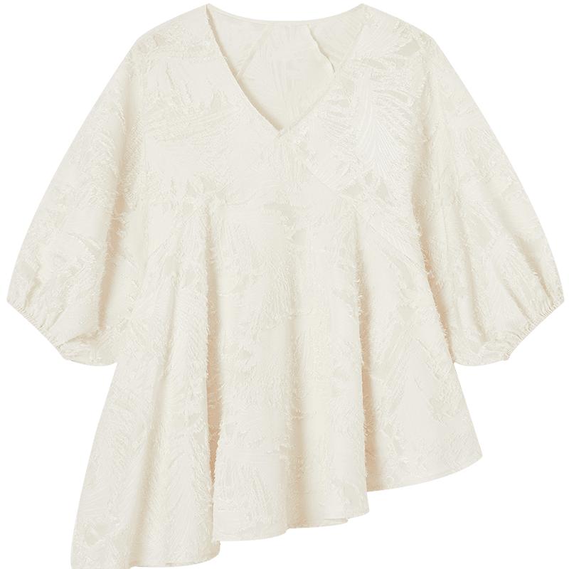 Demana Romantic Storm Summer Elegant Wind Shawl Sleeve Irregular Loose Slim Fit Petite Shirt for Women High-End Feel