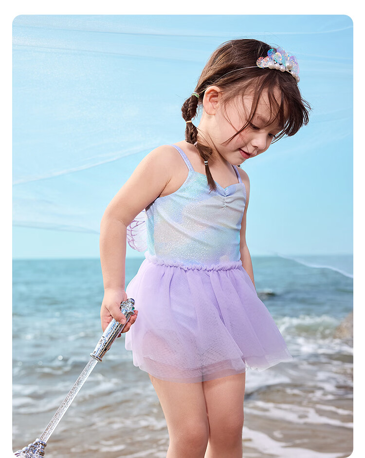 Balabala Kids Girls Baby 2026 Mermaid One-Piece Swimsuit Sunscreen Chlorine-Resistant Skirted Swimwear 11