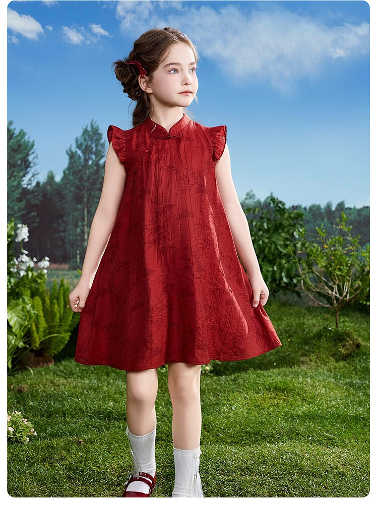 ASK JUNIOR Children's Dress Girls Summer Chinese Style New Traditional Princess Dress for Older Kids 13