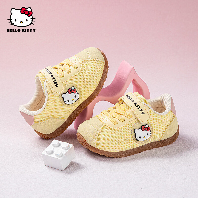 Hello Kitty Kids Girls Toddler Classic Retro Casual Lightweight Comfortable Sports Shoes 6116 Yellow Size 28