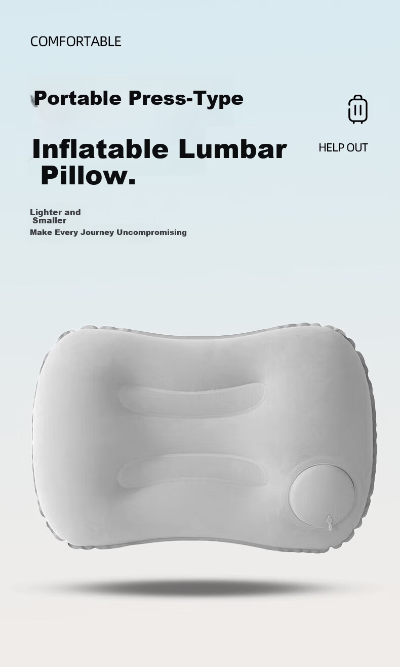Etravel Inflatable Travel Lumbar Pillow Portable Press-to-Inflate Waist Support Cushion Green 1