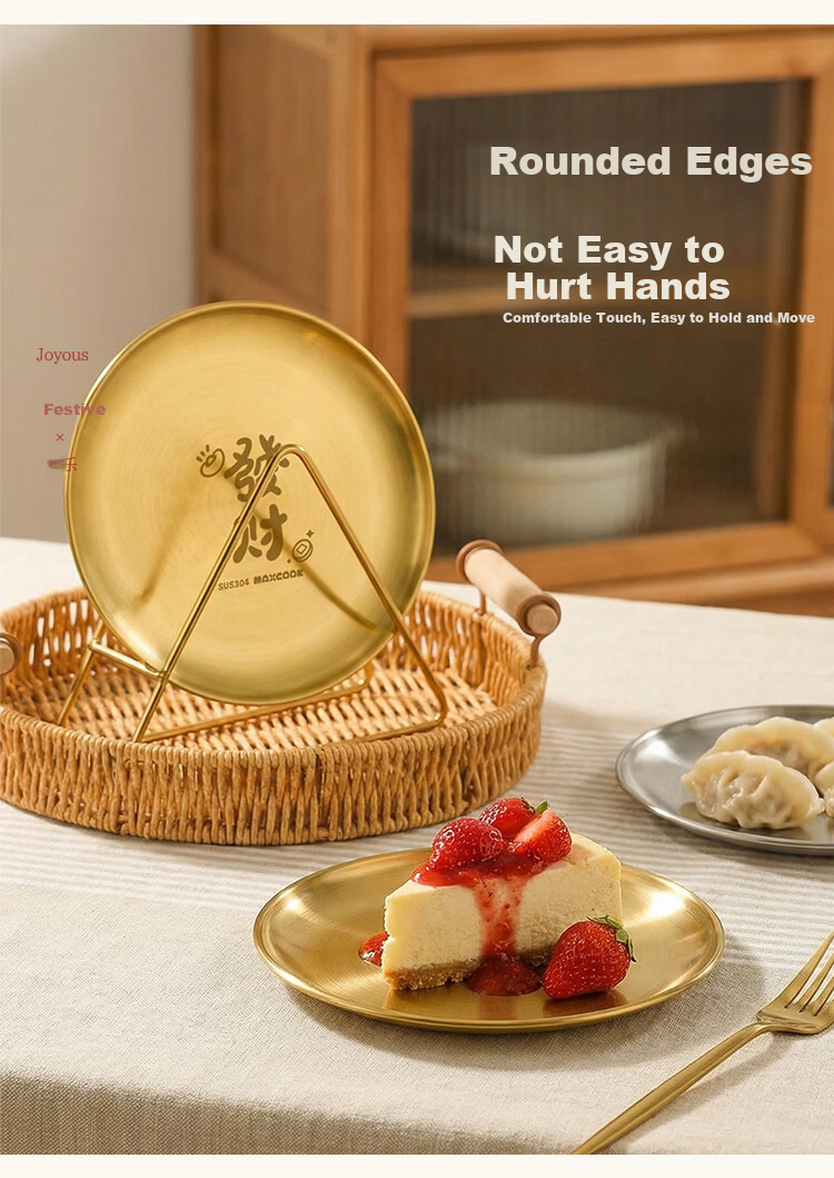 MAXCOOK 304 Stainless Steel Bone Plate Round Dish Household High-End Children's Dinner Plate Set MCWA1996 4