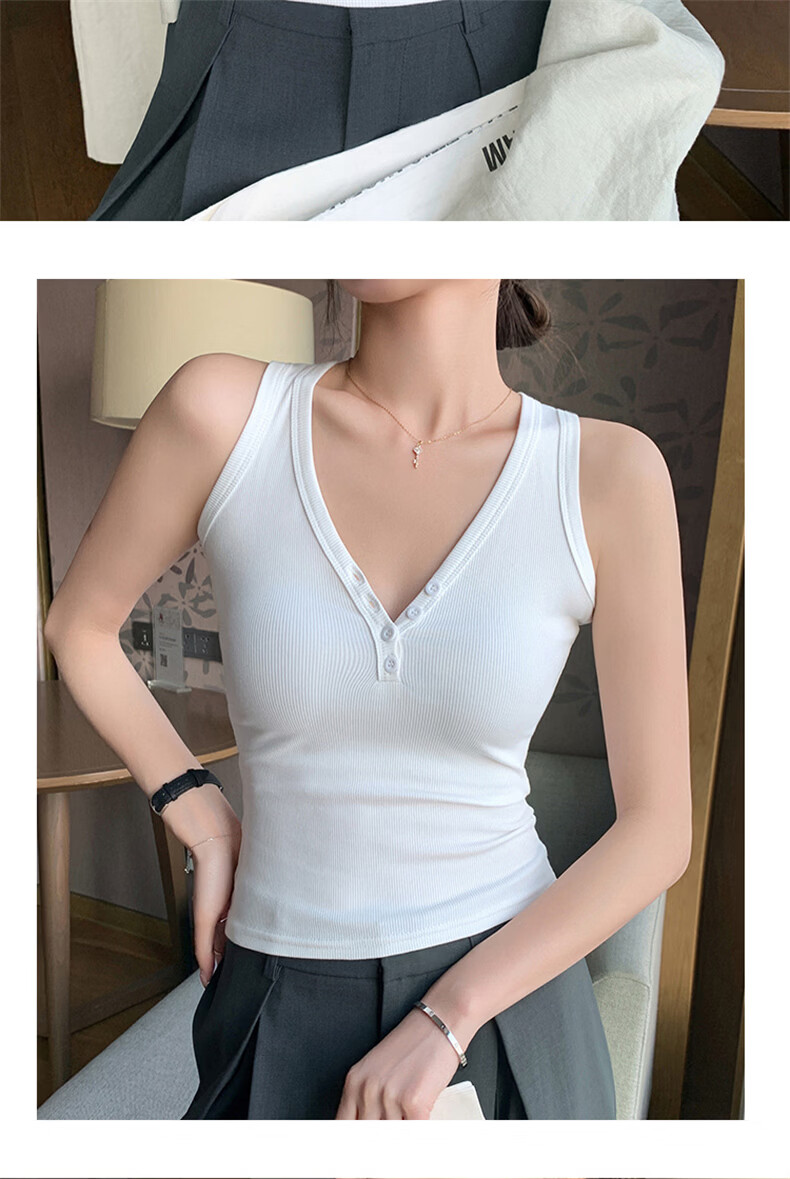 Langsha V-Neck Button Vest Women New 2026 Slim Fit Sleeveless Camisole Sexy Hot Girl Outerwear 16