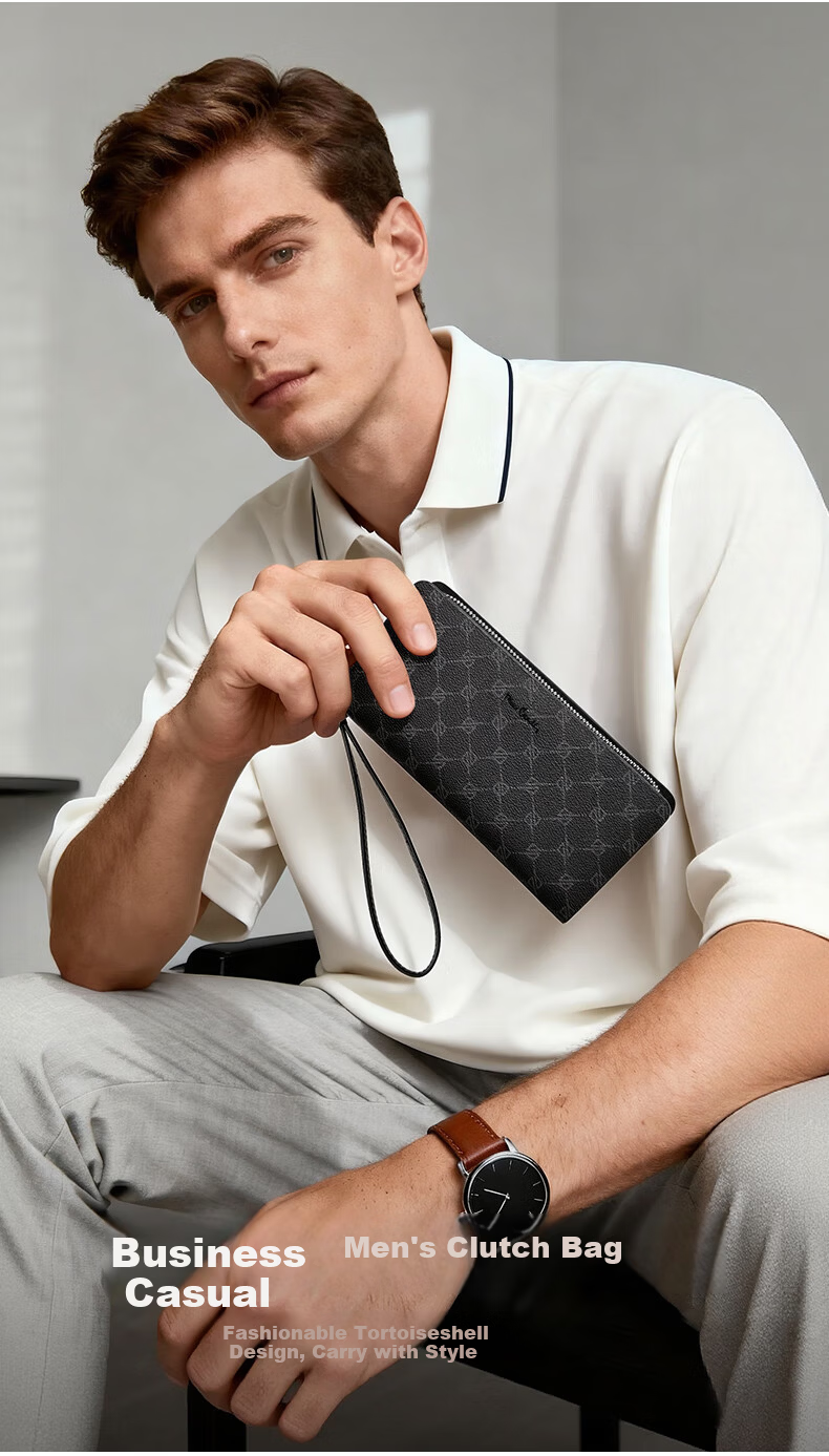 Pierre Cardin Men's PVC Clutch Bag Fashionable Multifunctional Wallet Birthday Gift for Dad 2