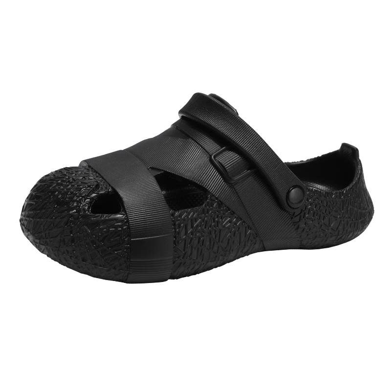 Cal Bull Men's Premium Spring Summer Outdoor Hiking Breathable Toe-Covered Sandals Black Size 42