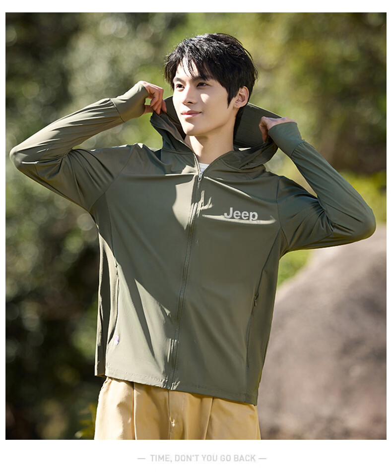 JEEP Men's Summer Ice Silk Quick-Dry Sun Protection Jacket Outdoor Lightweight UV Protection Fishing Coat Glacier Gray M 16