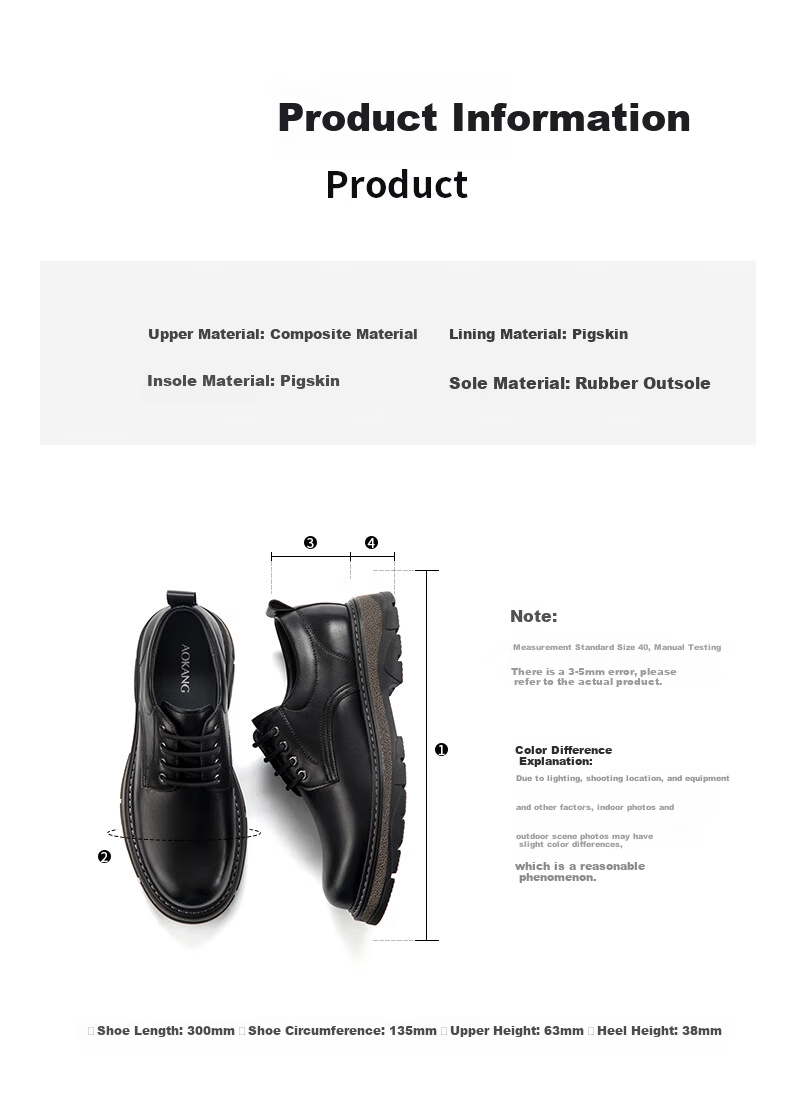 Aokang Official Men's Sports Leather Shoes Comfortable Work Shoes Black Size 38 4