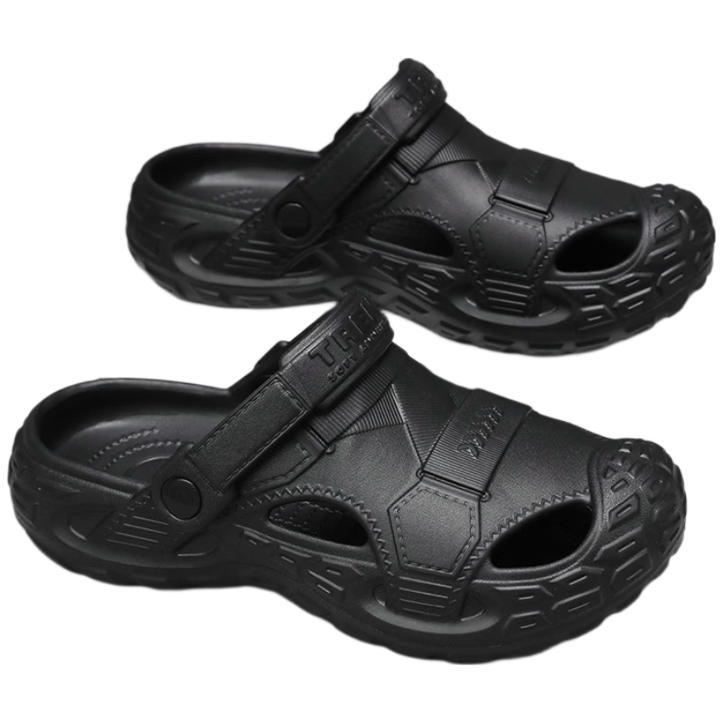 CARTELO Outdoor Non-Slip Thick Sole Clog Summer Men's Sports Casual Closed-Toe Slippers New RZ04 Black Size 44-45