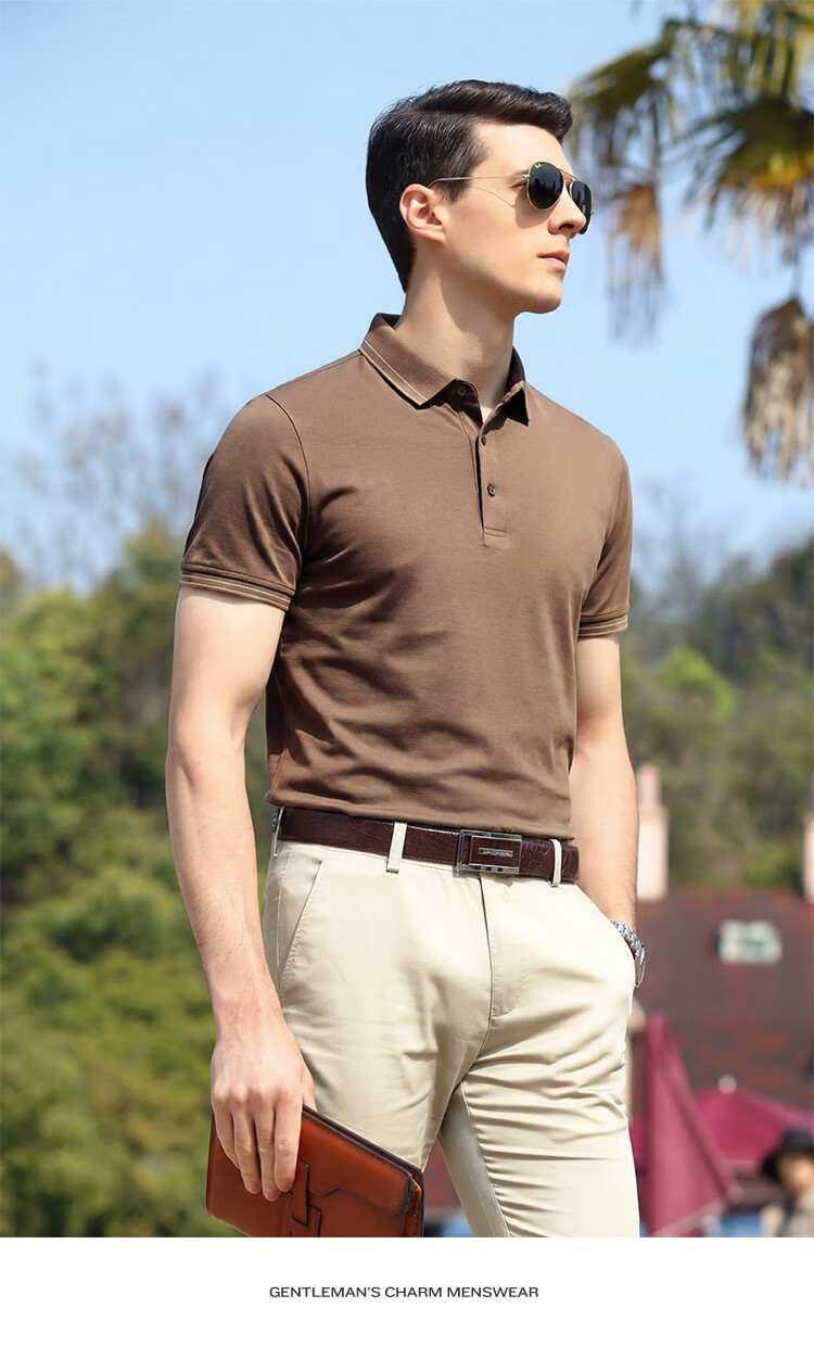 Andongniao [Mulberry Silk & Breathable Cotton] Luxury Business Summer Solid Color Short-Sleeve Polo Shirt, Men's Classic Versatile Collared T-Shirt 8