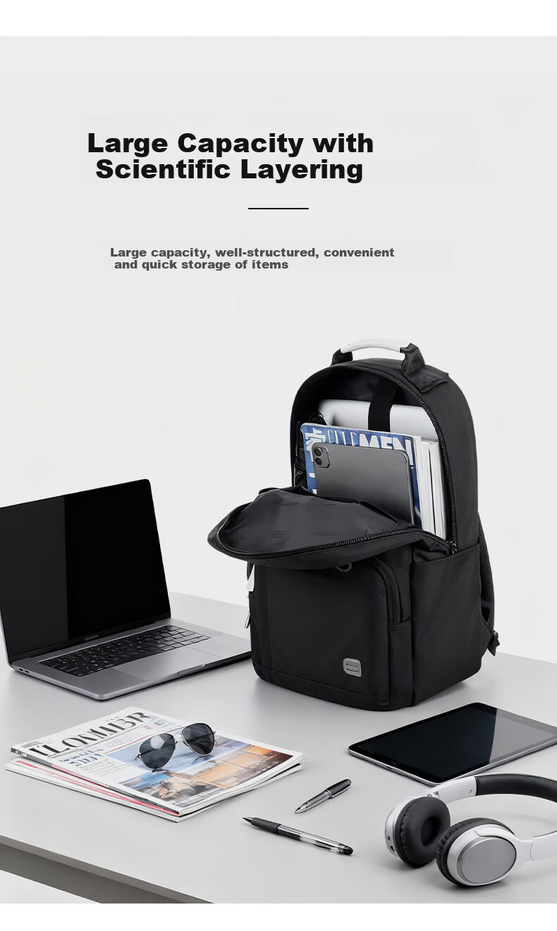 Edison Business Commuter Travel Backpack Laptop Bag Men's Backpack Y108-1 Classic Black 8