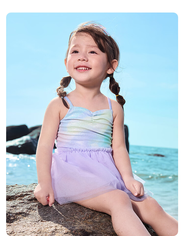 Balabala Kids Girls Baby 2026 Mermaid One-Piece Swimsuit Sunscreen Chlorine-Resistant Skirted Swimwear 8