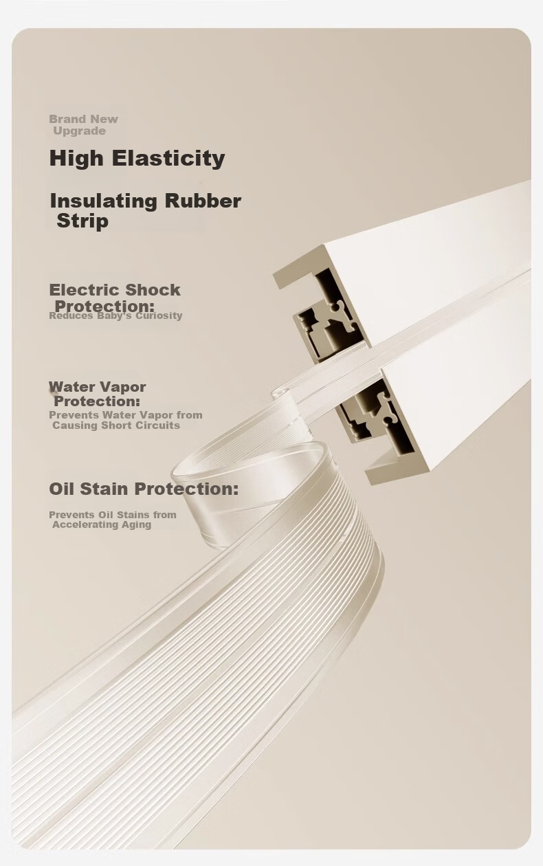 AUX Track Socket Movable Wall Socket No Drilling Wall-Mounted Sliding Track Power Strip Milk White 50CM + 3 Large Aperture Five-Hole Outlets 6