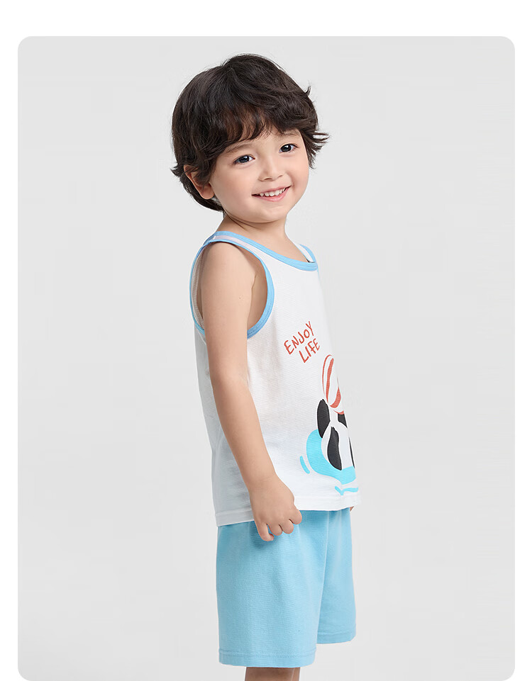Balabala Baby Vest Set Summer Air-Conditioned Clothing Children's Pajamas Toddler Boys Homewear Comfortable Sleeveless 11