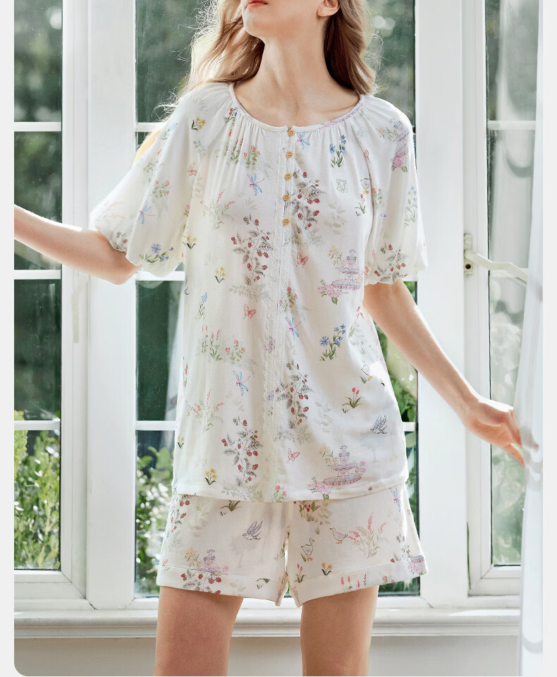 EMXEE Spring And Autumn Maternity Wear, Nursing Pajamas for Pregnant Women, Postpartum Elastic Silk Cotton Breathable Comfortable Summer Thin Loungewear Size L 13