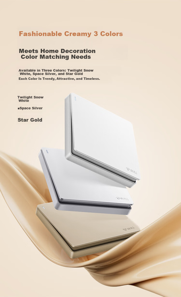 BULL G12 Series One-Gang Three-Way Switch 86-Type Panel G12K134 Cream Space Silver 5