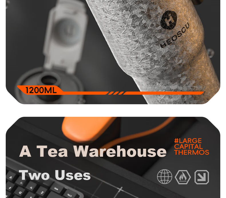 HEOSCU Large Capacity Straw Insulated 316 Stainless Steel Thermos Car Ice Mug Titanium Coated Inner Liner Giant Tea Cup 16