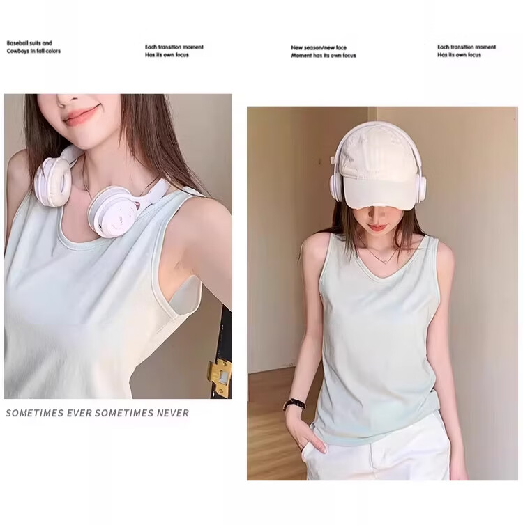 Langsha Cooling Snowflake Cotton Women's Vest Spring Loose Fit Side Coverage Camisole Sleeveless Casual Lazy Style Top 4