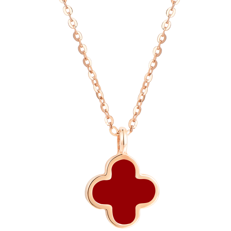 Grace Girl Four-Leaf Clover Necklace for Women, Simple And Elegant Rose Gold Collarbone Chain, Anniversary Birthday Gift for Girlfriend