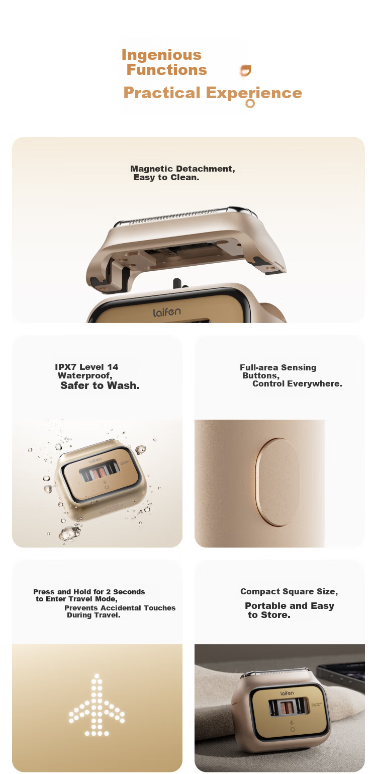 LAIFEN P3 Pro Gold Limited Edition Portable Electric Rotary Shaver Gift for Boyfriend Husband Birthday 15