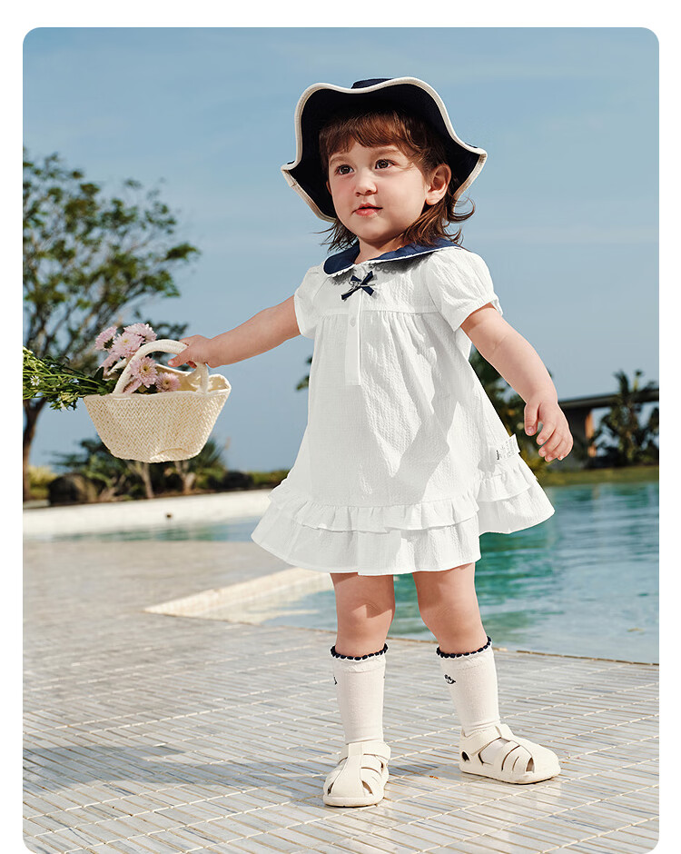Balabala Baby Dress Children's Dress 2026 New Summer Girls Baby Artistic College Style Cute Doll Collar 22