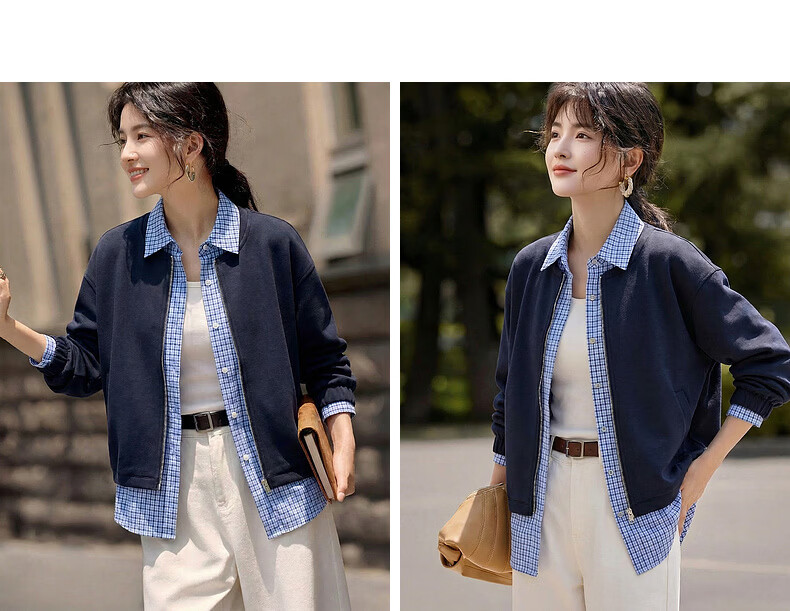 Demana [Smart Sense Academy] Autumn Cloud Cotton Fake Two-Piece Lapel Loose Slim Shirt Jacket for Women Premium Feel 10